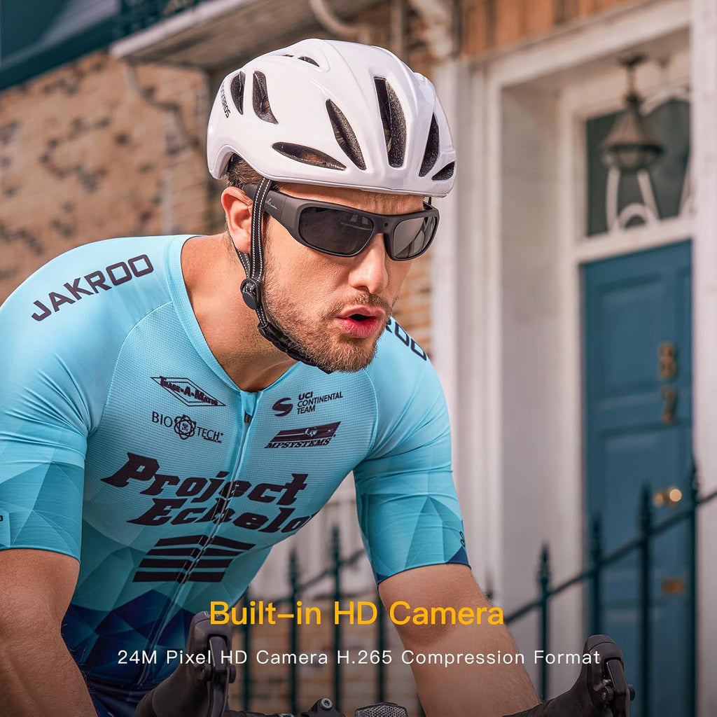 OHO Ultra-Thin Lightweight Sports Camera Sunglasses, 24MP Camera, 1080P Video, Water Resistant UV400 Lens