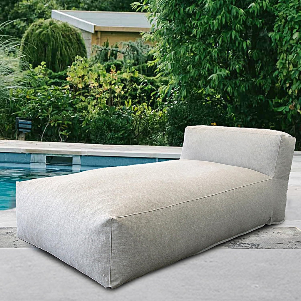 Outdoor Bean Bed Chair Sun Lounger, Outdoor Couch Sofa for Patio & Pool, Foam Filling Day Bed Furniture, Comfy Lazy Sofa for Outside, Water-Resistant Seating (Light Gray, 70'' L)