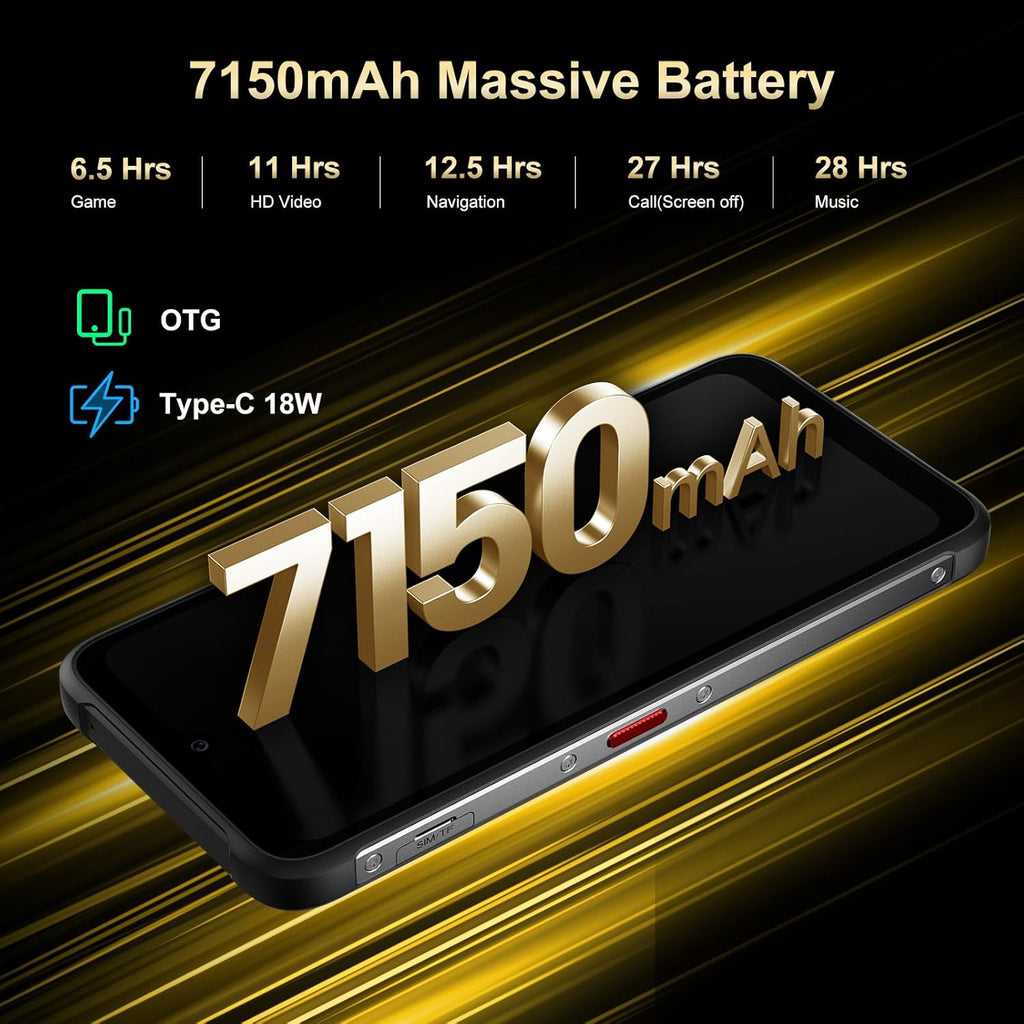 FOSSIBOT F112 Pro 5G Rugged Smartphone Unlocked, 24GB+256GB/1TB Android 14 Rugged Phone, 7150mAh Battery Cell Phone, 6.88'' Display, 50MP+16MP Camera, Dual SIM 5G Unlocked Phone