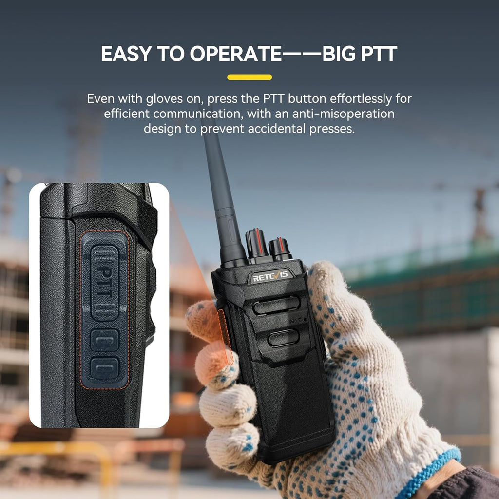Retevis RT48 Waterproof Walkie Talkies,Heavy Duty Rugged 2 Way Radio,IP67 Dustproof,Waterproof up to 1m/30min,1200mAh Rechargeable Professional Two Way Radio,VOX,SOS,for Construction Business(6Pack)