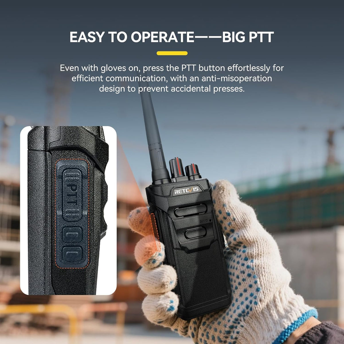 Retevis RT48 Waterproof Walkie Talkies,Heavy Duty Rugged 2 Way Radio,IP67 Dustproof,Waterproof up to 1m/30min,1200mAh Rechargeable Professional Two Way Radio,VOX,SOS,for Construction Business(6Pack)