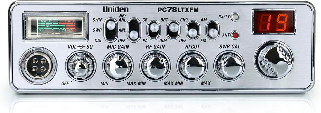 Uniden PC78LTXFM Professional 40-Channel CB Radio with Dual-Mode AM/FM, Integrated SWR Meter, PA/CB Function, Hi Cut, RF/Mic Gain Control, and Instant Channel 9
