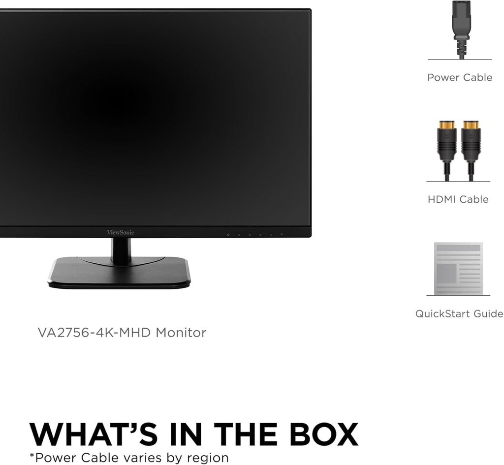 ViewSonic VA2756-4K-MHD 27 Inch IPS 4K Monitor with Ultra-Thin Bezels, HDMI and DisplayPort Inputs for Home and Office (Renewed)