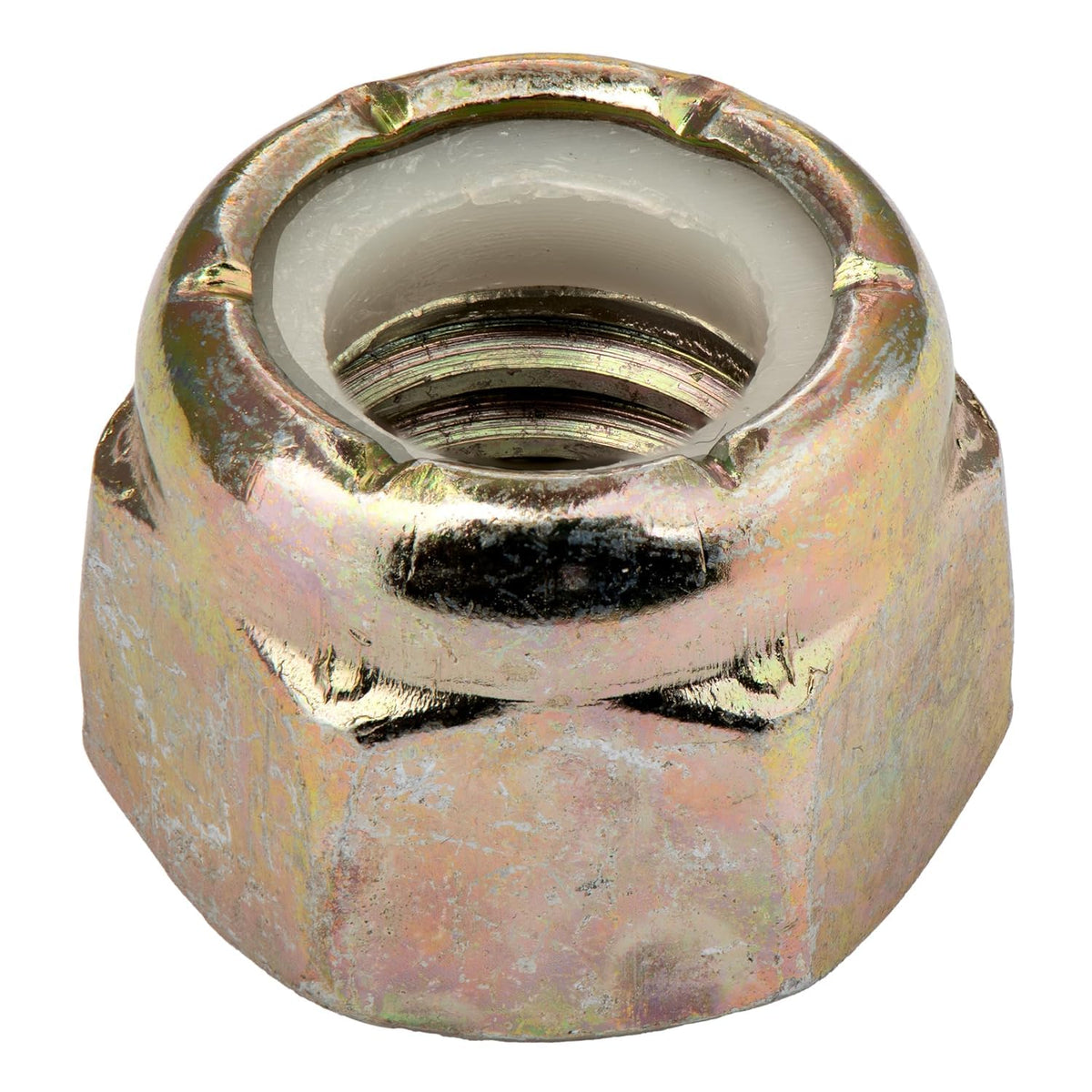 1"-14 Grade 8 Hex Nylon Insert Lock Nut, Yellow Zinc, 2 Pack
