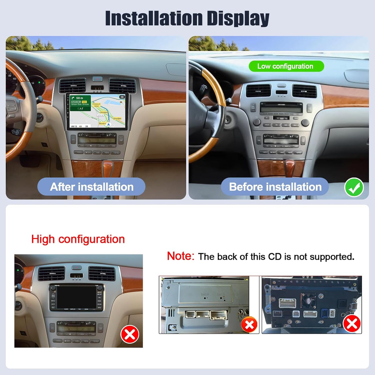 4G+64G Android 13 Car Stereo for Lexus ES250 ES300 ES330 2001-2006 9 Inch Touch Screen with CarPlay Android Auto Bluetooth Weather Forecast 59UI GPS Navigation WiFi Network Radio