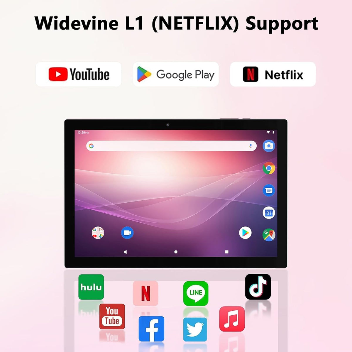 CUPEISI Android 15 Tablet 10 Inch, 20GB RAM+128GB ROM/ 2TB Expandable, 2.0GHz Quad-core Processor, 1280*800 HD Screen, 5G WiFi6 BT 5.0, 2 in 1 Tablets with Keyboard Case Mouse Stylus, Widevine L1 Pink