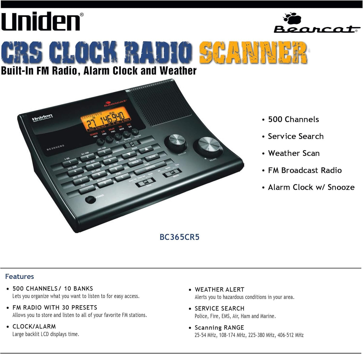Uniden Bearcat Scanners and Alarm Clock Bundle