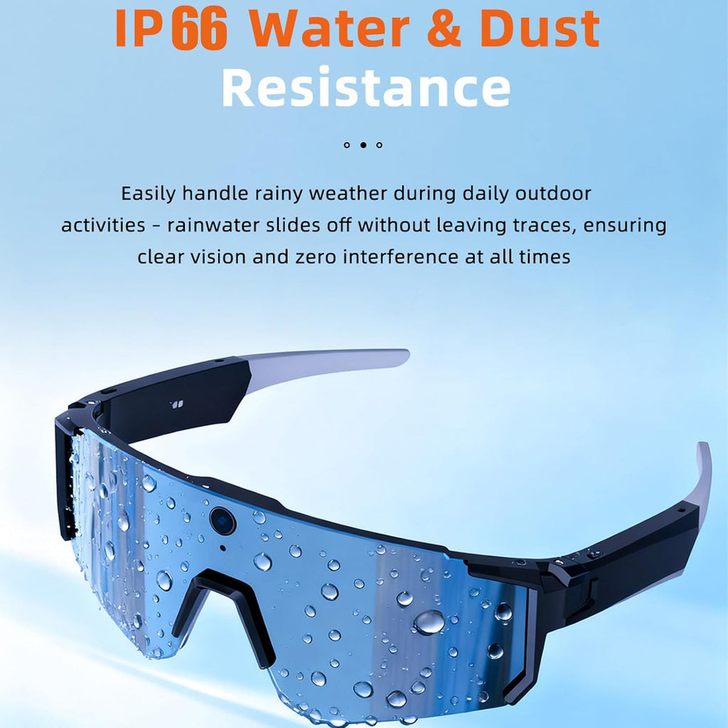 AI Smart Glasses with Camera 4K, 8MP HD Video Recording Glasses with Camera, Built-in Storage(No SD Card Needed), Wearable Tech Bluetooth Sunglasses for Outdoor Sports Cycling/Skiing/Baseball (Orange)
