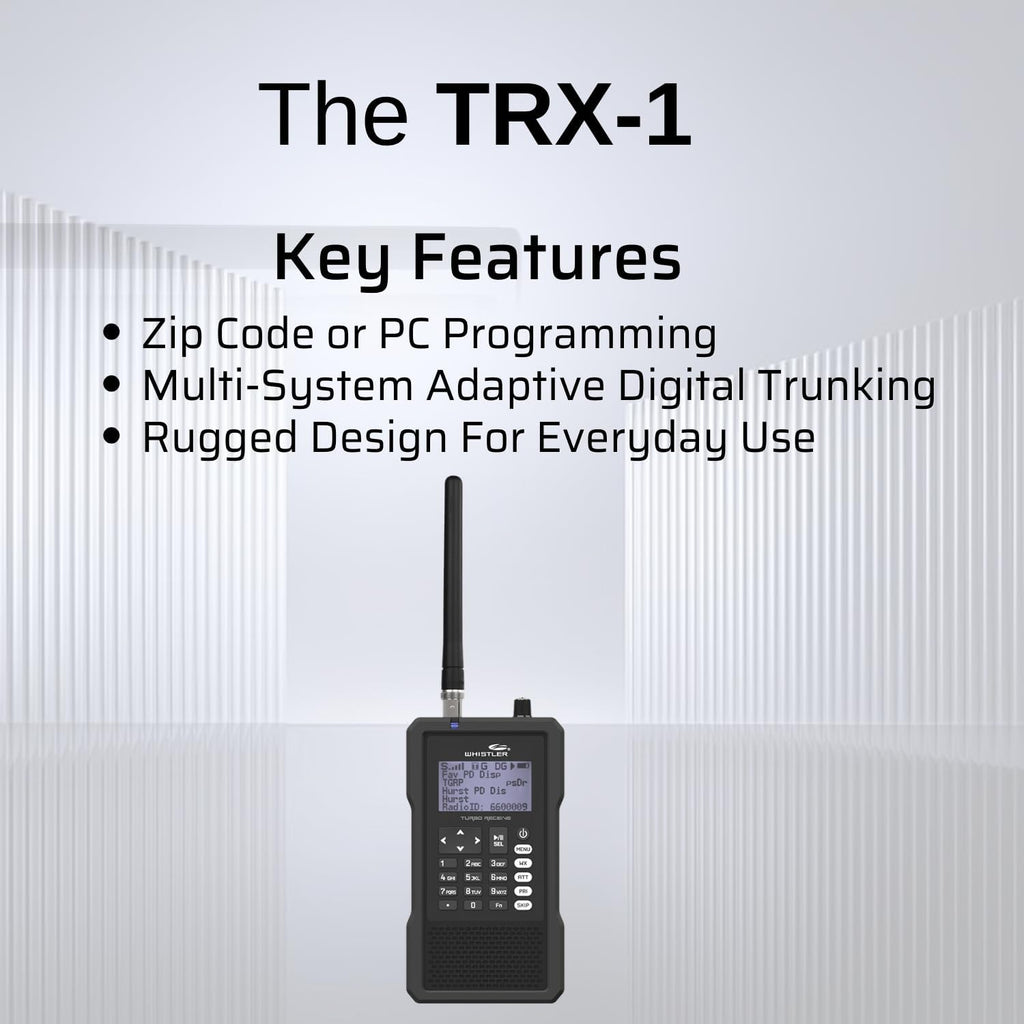 Whistler TRX-1 Handheld Digital Police Scanner Radio – Portable Scanner with EZ Scan, APCO P25 Phase I & II, DMR, NXDN, and USA/Canada Database – Black
