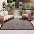 SAFAVIEH Outdoor Area Rug 8x10 - Beach House Collection - Large - Coastal Design, Black & Beige, Weather Resistant, Non-Shedding & Easy Cleaning, Ideal for Patio, Backyard, Dining Space (BHS404Z)