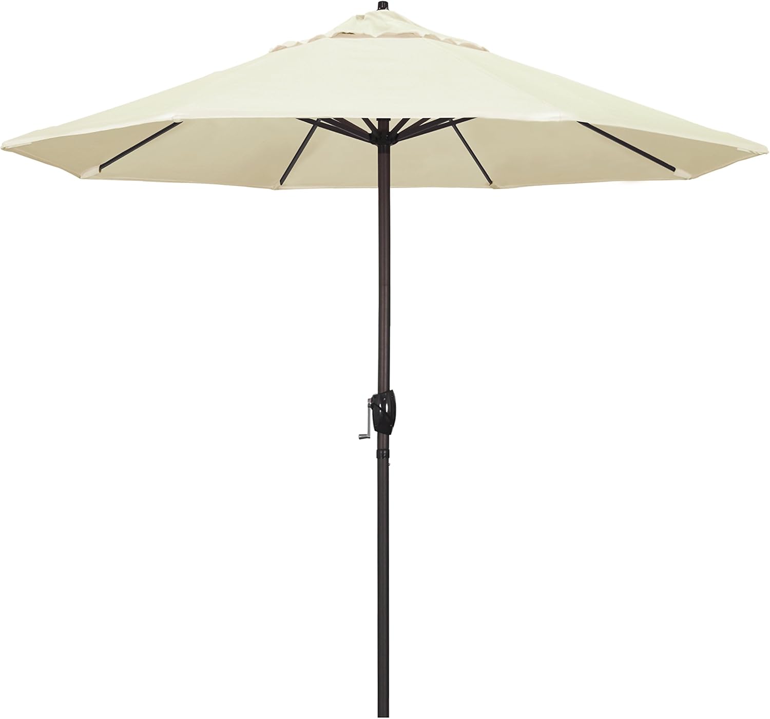California Umbrella 9' Rd Sunbrella Aluminum Patio Umbrella, Crank Lift, Auto Tilt, Bronze Pole, Canvas