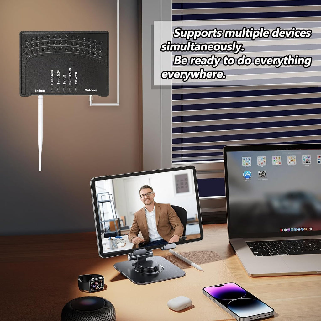 Cell Phone Booster for Home & Office,Up to 2000 sq ft,Cell Phone Signal Booster with Band 66/25/2/4/5/12/13/17,Boost 5G 4G Data for All U.S. Carriers FCC Approved Cell Booster (Dark Black)