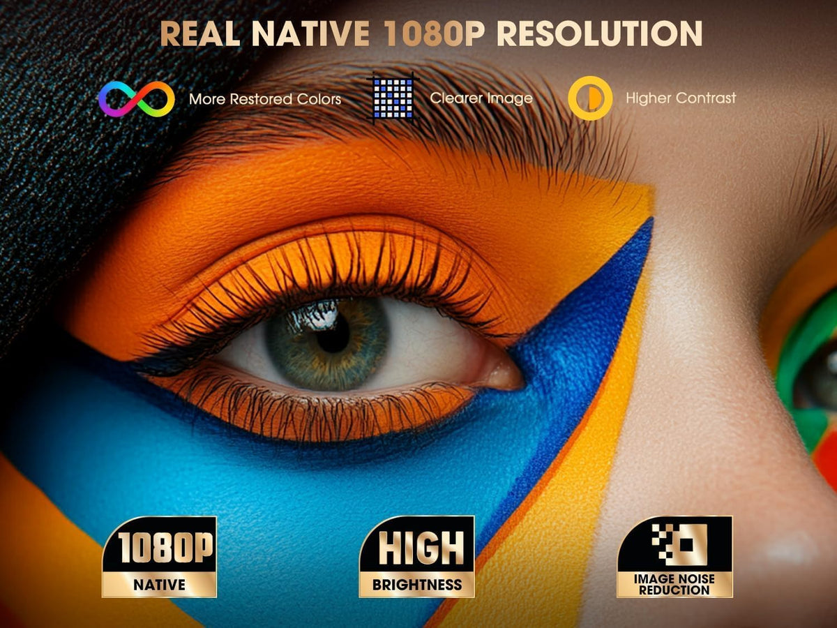 VIZONY Smart Projector with WiFi 6 & Bluetooth, Compatible with Netflix/YouTube/Prime Video Apps, Auto Focus & Keystone, Full-Sealed Optical Engine, Native 1080P