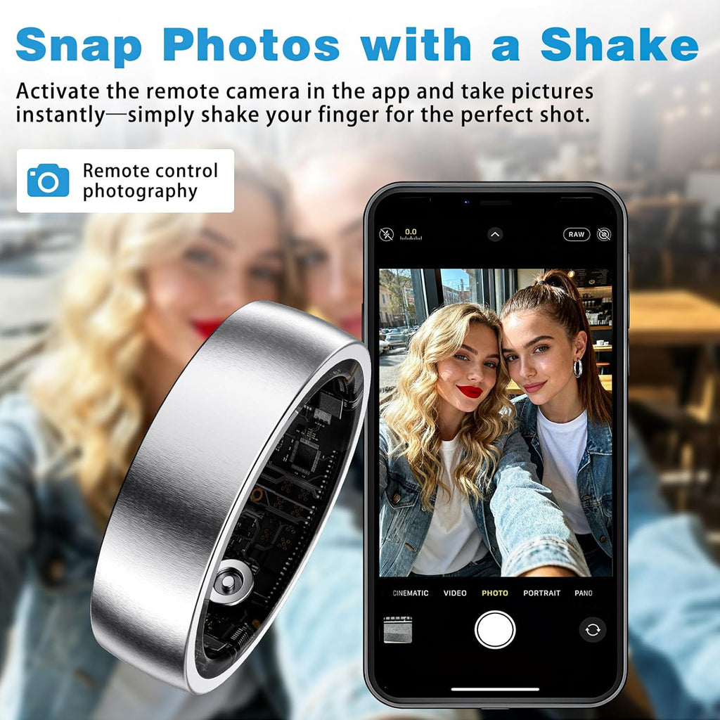 Smart Ring for Women Men, Activity Tracker, SpO2, Heart Rate Monitor, Sleep Monitoring, IP68 Waterproof Fitness Ring for iOS & Android (Silver 13)