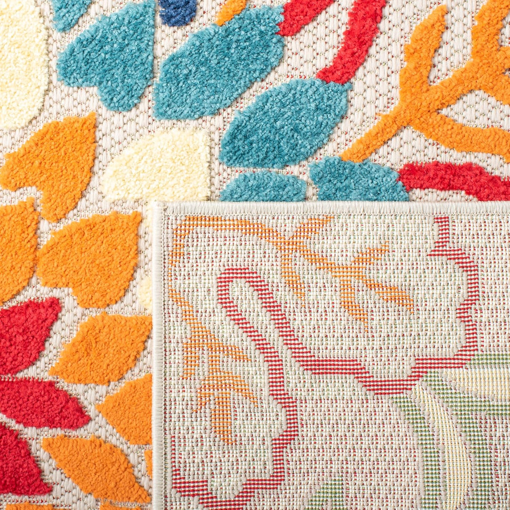 SAFAVIEH Washable Rug Outdoor Cabana Collection - 8' x 10', Ivory & Orange, Non-Shedding & Easy to Clean, Ideal for Patio, Backyard, Mudroom (CBN391A)
