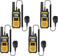 Retevis RB48 Walkie Talkies Long Range, 2 Way Radio with Shoulder Mic, IP67 Waterproof, 2000mAh, Vibration Reminder, Emergency, NOAA, Heavy Duty Two Way Radios(4 Pack)