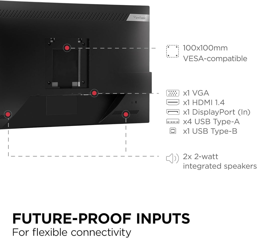 ViewSonic VG2448A-2_H2 24 Inch 1080p Dual Pack Head-Only Monitors, IPS Display for Smooth Home and Office Productivity and Dual-Screen Setups, HDMI, DisplayPort, USB, and VGA Inputs