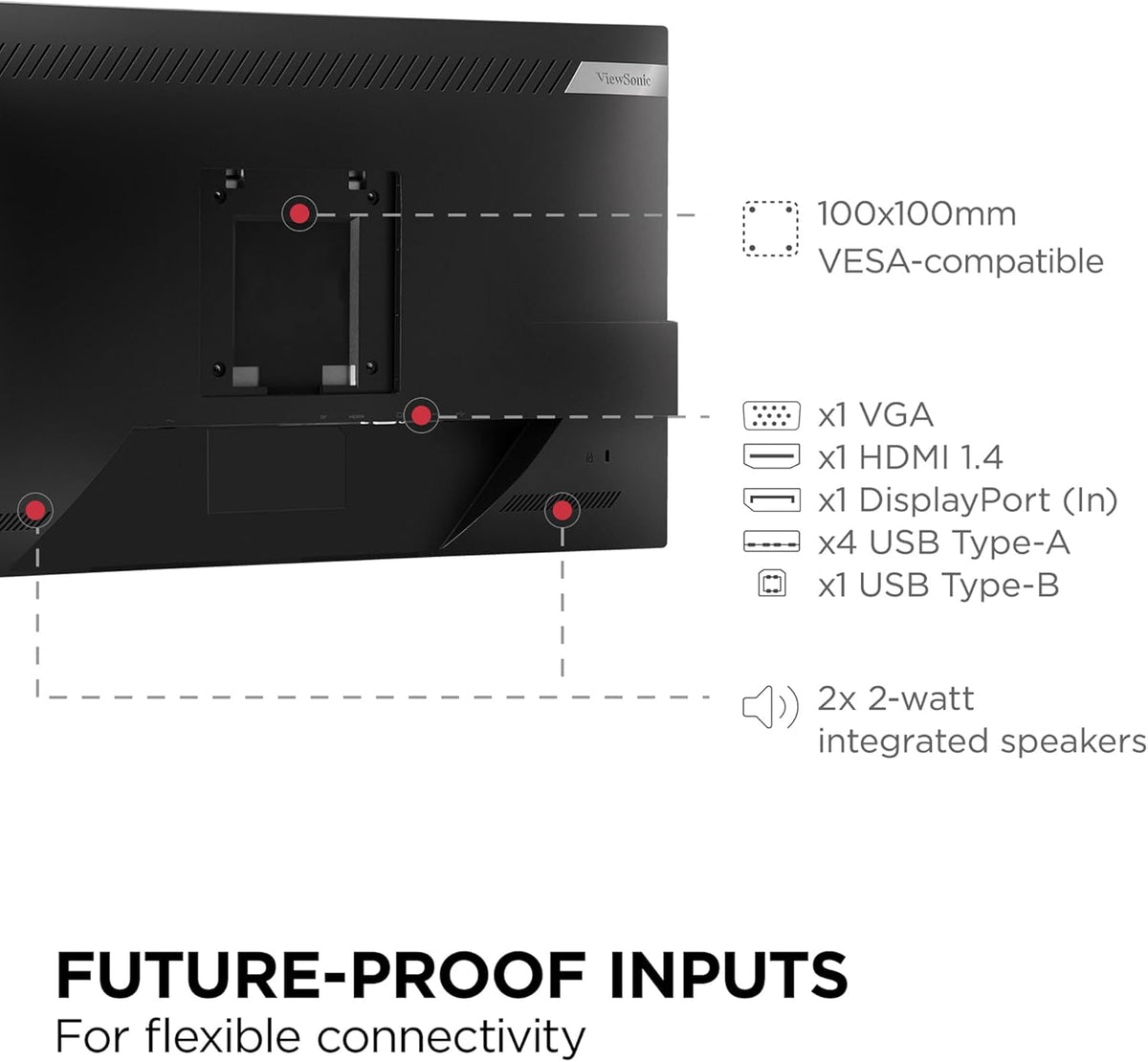 ViewSonic VG2448A-2_H2 24 Inch 1080p Dual Pack Head-Only Monitors, IPS Display for Smooth Home and Office Productivity and Dual-Screen Setups, HDMI, DisplayPort, USB, and VGA Inputs