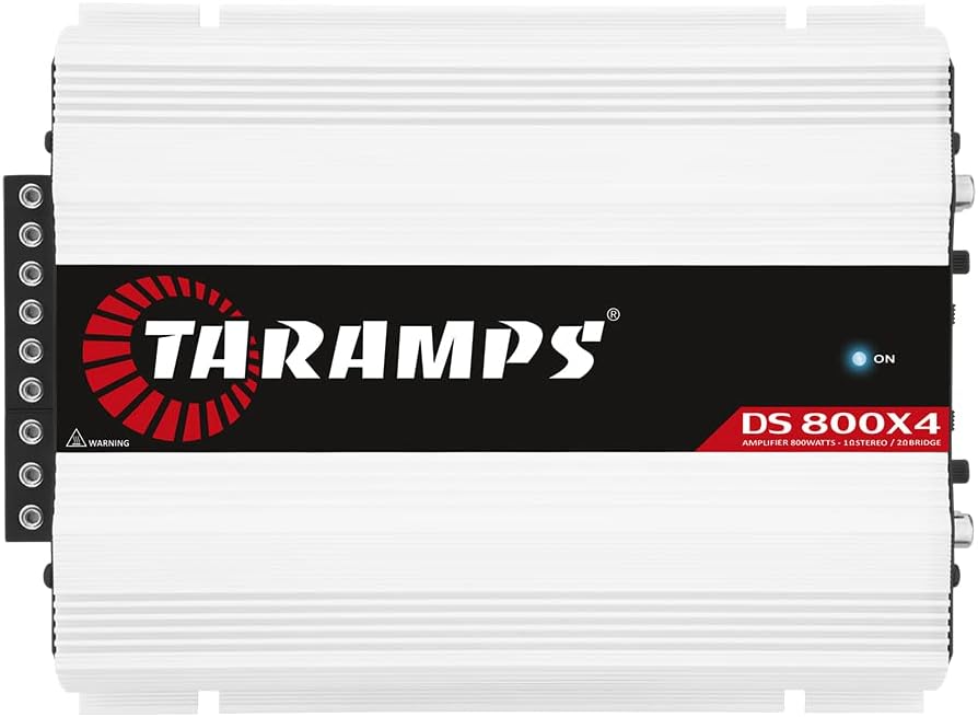 Taramps DS 800x4 1 Ohm 800 Watts RMS 4-Channel 200x4 RMS, Class D, Full Range, Crossover High / Low Pass Fixed, Bridgedable Car Audio Amplifier, White