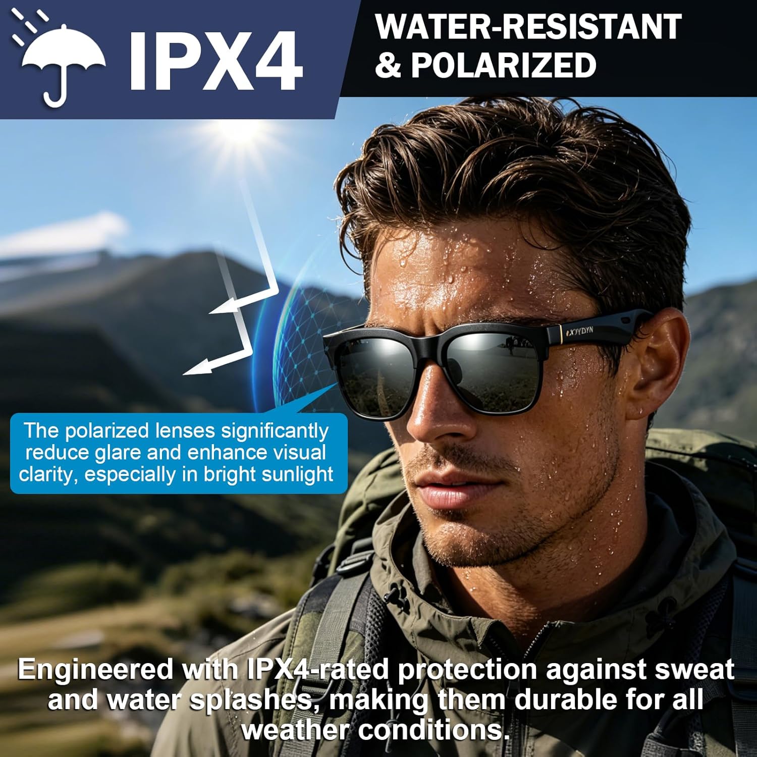 Smart Bluetooth Sunglasses with Electrochromic Lenses, Multi-Level Tint Control for Driving, Travel, Fishing, Daily Use, Open-Ear Audio Speakers, Bluetooth 5.4, Unisex High Tech Gift