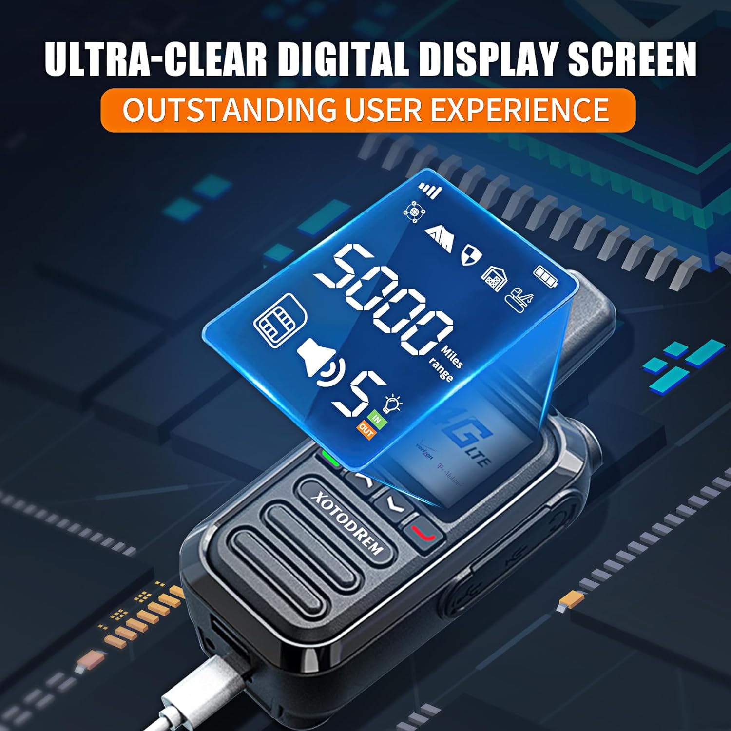 Global Lifetime Free Rapid Walkie Talkies Unlimited Range 4G LTE PoC(Push-to-Talk Over Cellular) Radios Nationwide PTT Two Way Radios Long Distance for Family, Logistics, Company 2pcs with sim Card