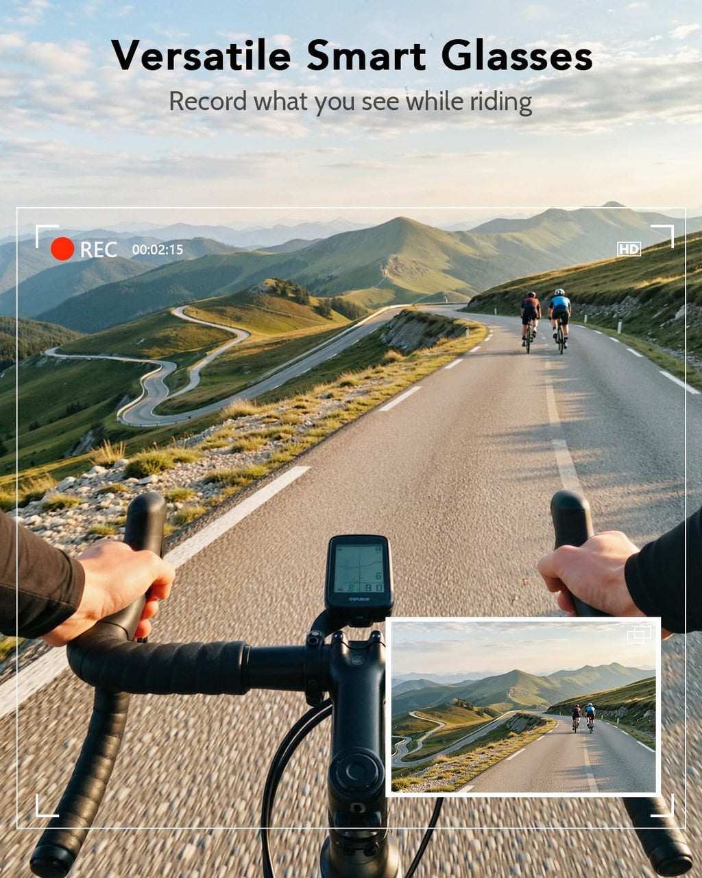 AI Smart Glasses with Camera, HD POV Video Recording, Voice Interaction, Bluetooth Audio for Sports & Outdoor