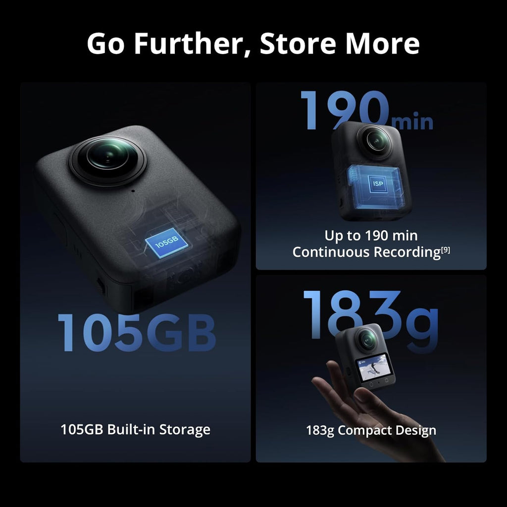 DJI Osmo 360 Essential Combo, 360 Camera with 1-Inch 360° Imaging, Native 8K 360° Video, 4K/120fps & 170° Boost Video, 1.2m Invisible Selfie Stick Kit, Extended Battery Life with 2 Batteries