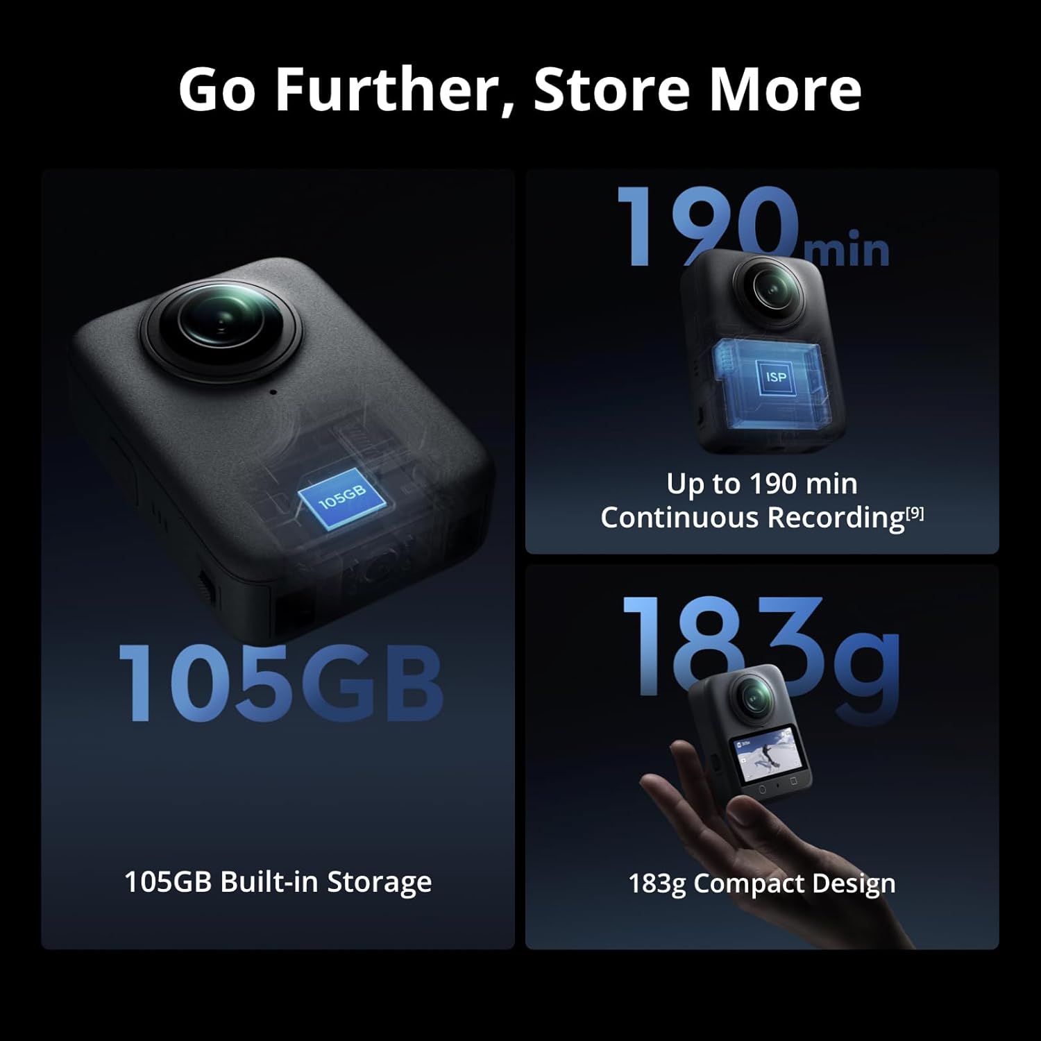 DJI Osmo 360 Camera Adventure Combo, Waterproof 360° Action Camera with 1-Inch 360° Imaging, Extended Battery Life with 3 Batteries, Native 8K 360° Video, 105GB Built-in Storage