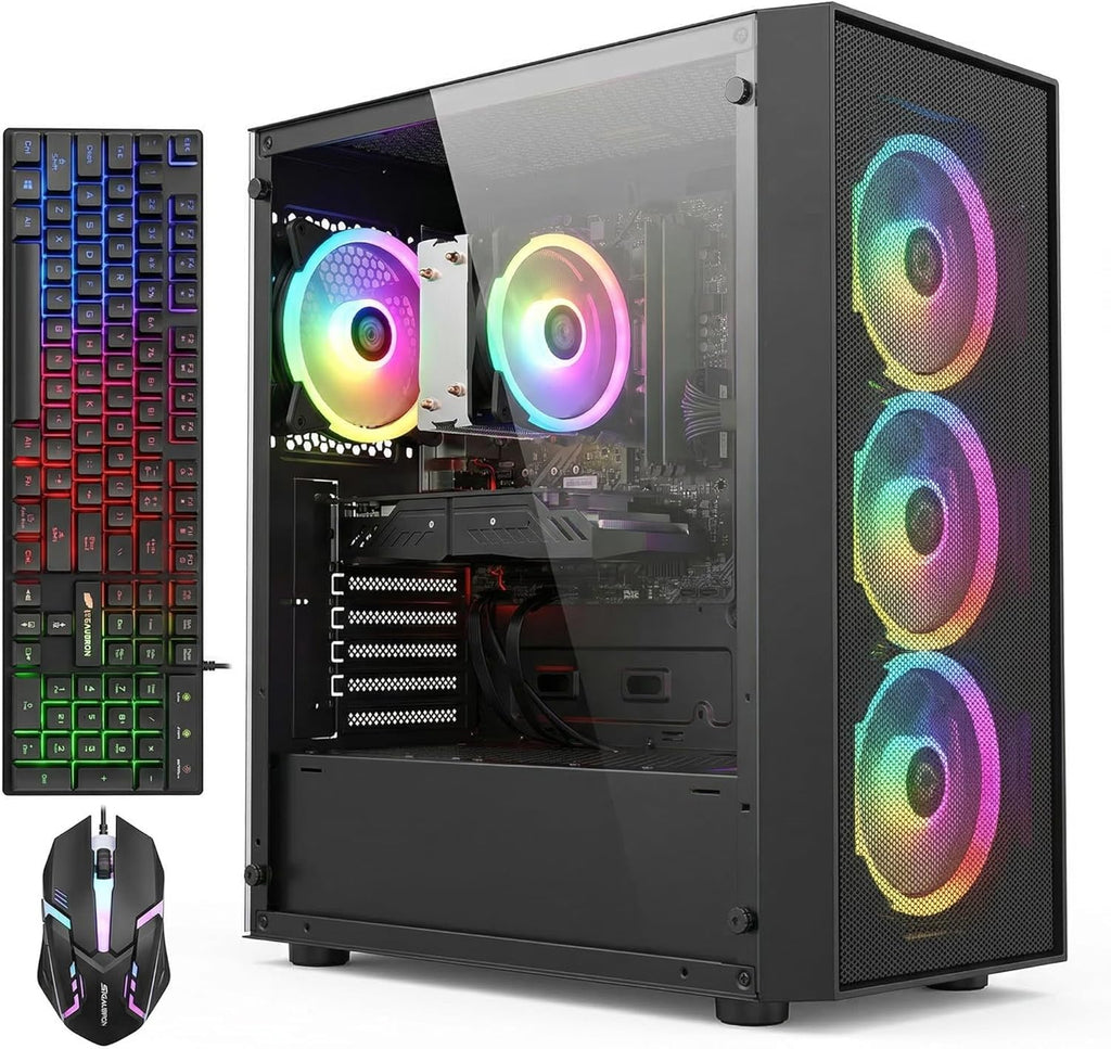 STGAubron Gaming PC Computer Desktop, AMD Ryzen 7 5700G up to 4.6G, GeForce RTX 2060 6G, 16G DDR4, 1T SSD, WiFi 6, BT 5.2, RGB Fan x4, Windows 11 Home
