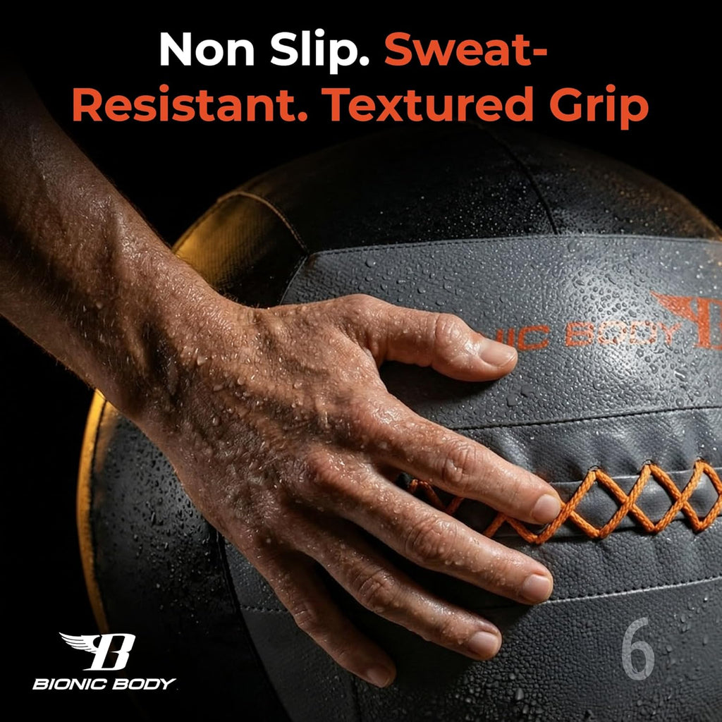 Bionic Body Soft Medicine Ball Weighted Slam Wall Ball for Cardio Workout and Core Training – Ideal for Squat, Lunge, and Partner Toss