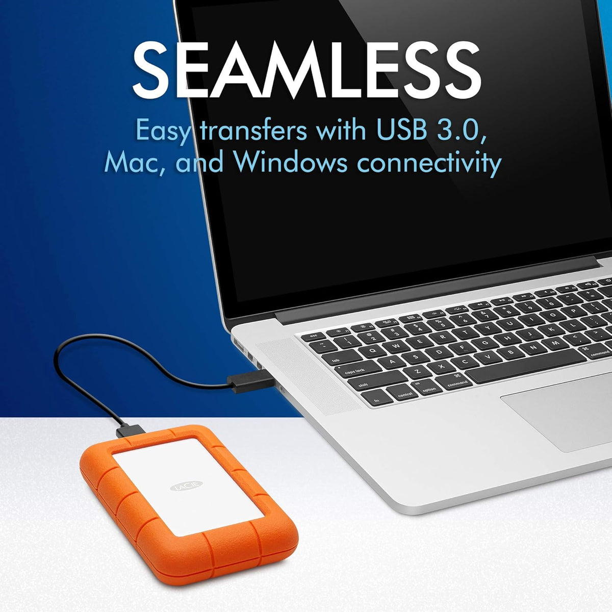 LaCie Rugged Mini, 2TB, 2.5", Portable External Hard Drive, for PC Mac iPad and iPhone, Data Rescue Service (LAC9000298)