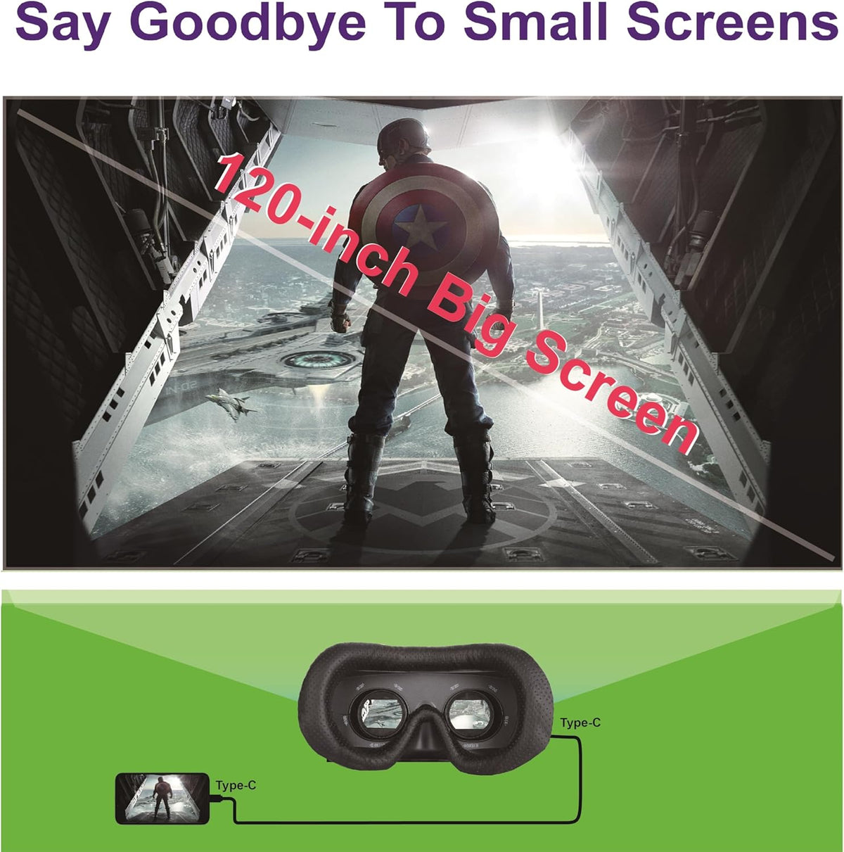 Immersive Video Glasses with Dual Speakers. USB-C Input, Easy Connect to i-Phone 15/16/17,Plug and Play, no Need APP, Lightweight Headset,Monitor,Head-Mounted Display (Bigeyes H5 Pro USB-C)
