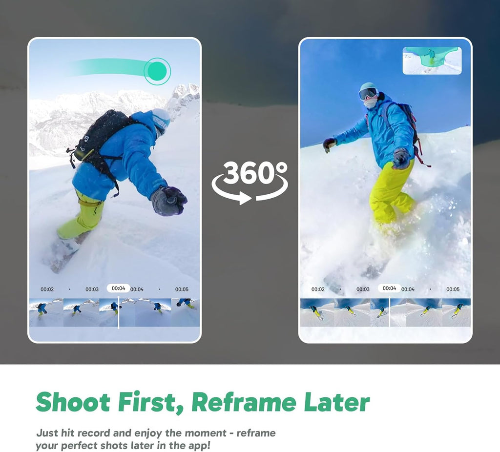 AKASO 360 Weatherproof 360° Action Camera - 5.7K 360 Video with 1/2" 48MP Sensors, 72MP 360 Photo, SuperSmooth, Invisible Selfie Stick Effect, 360° Horizon Lock, AI Tracking with 128GB MicroSD Card