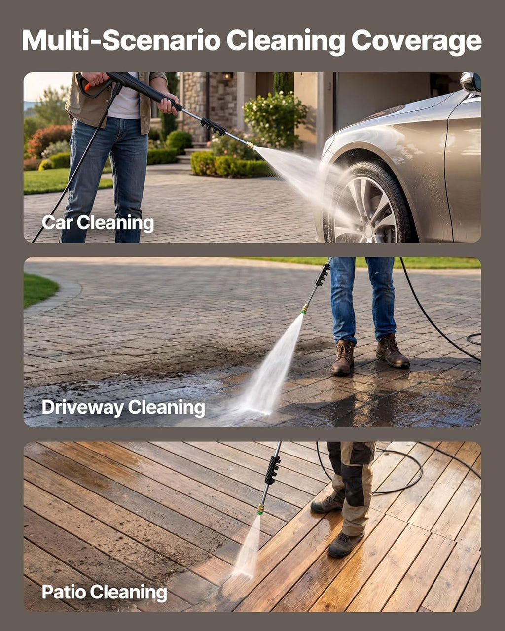 VEVOR Electric Pressure Washer, 1958 Max PSI 2.5 Max GPM, Portable Power Washer with 4 Nozzles, Metal Extension Wand, Commercial-Grade 5-Piston Plunger Pump, High Pressure for Cars,Driveways,Patios