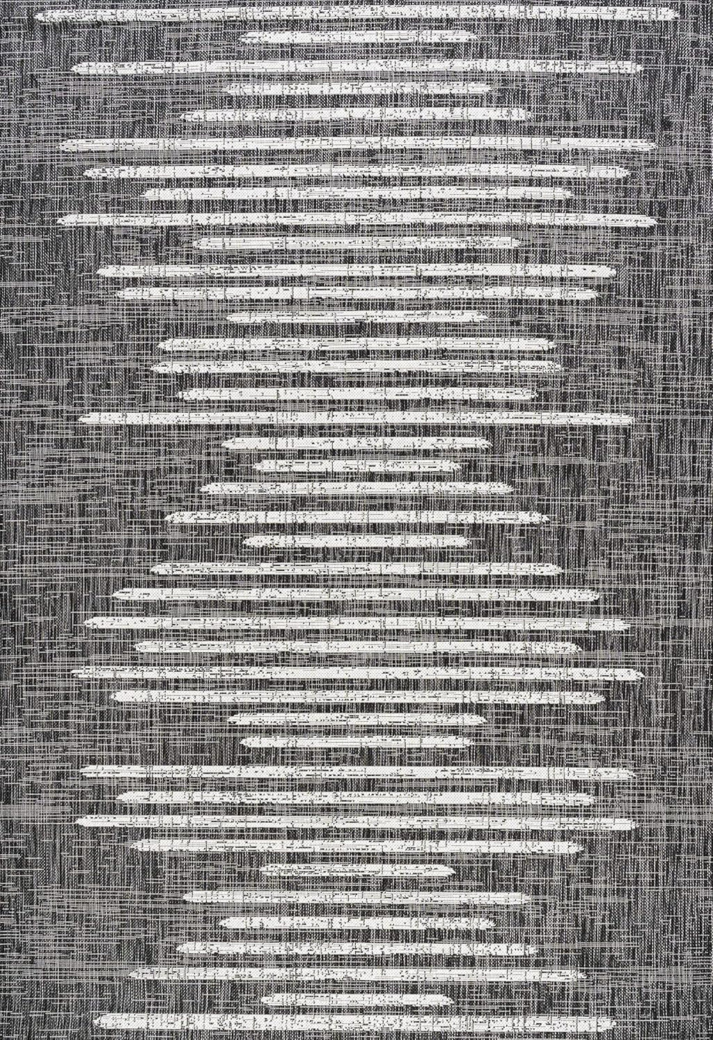JONATHAN Y Stripe Geometric Indoor Outdoor Area Rug 8X10 Black/Ivory, Zolak Berber for Backyard, Patio, Porch, Easy-Cleaning, High Traffic, Pet-Friendly, Non-Shedding (SMB124E-8)