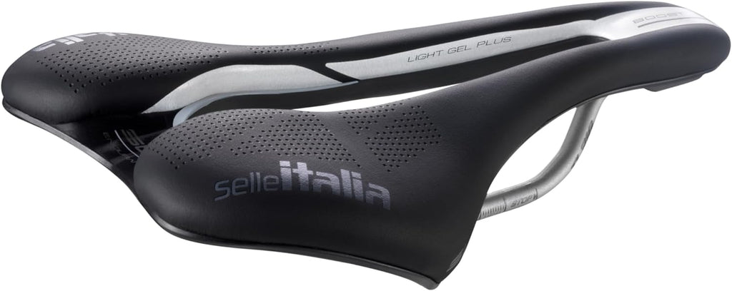 Selle Italia SLR Boost Endurance Ti316 Superflow Road Bike Saddle - Comfortable Road Bicycle Seat - Short Nose Saddle Road, Racing, Endurance, & Triathlon, Black & White, 248 x 130mm, 202g (SI510739)