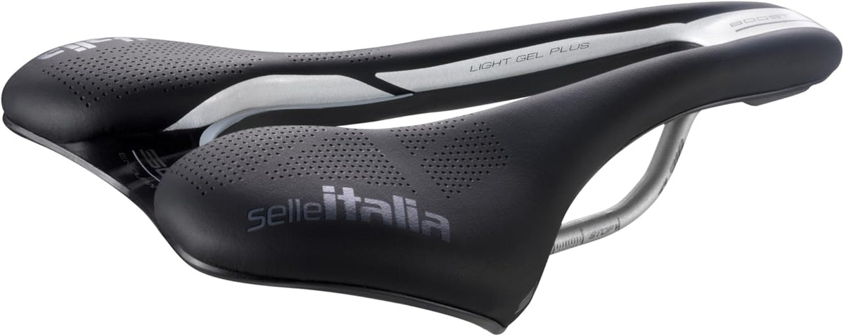 Selle Italia SLR Boost Endurance Ti316 Superflow Road Bike Saddle - Comfortable Road Bicycle Seat - Short Nose Saddle Road, Racing, Endurance, & Triathlon, Black & White, 248 x 130mm, 202g (SI510739)