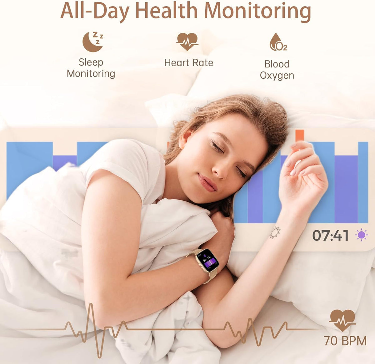 Smart Watches for Women, 1.91" HD Fitness Tracker (Answer/Make Calls), IP68 Waterproof, 120+ Sport Modes with Heart Rate and Sleep Monitor, Fitness Watch for iPhone/Android