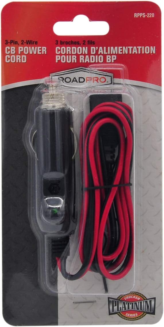 Cobra 29 LTD Professional CB Radio, Black & RoadPro RPPS-220 Platinum Series 12V 3-Pin Plug Fused Replacement CB Power Cord