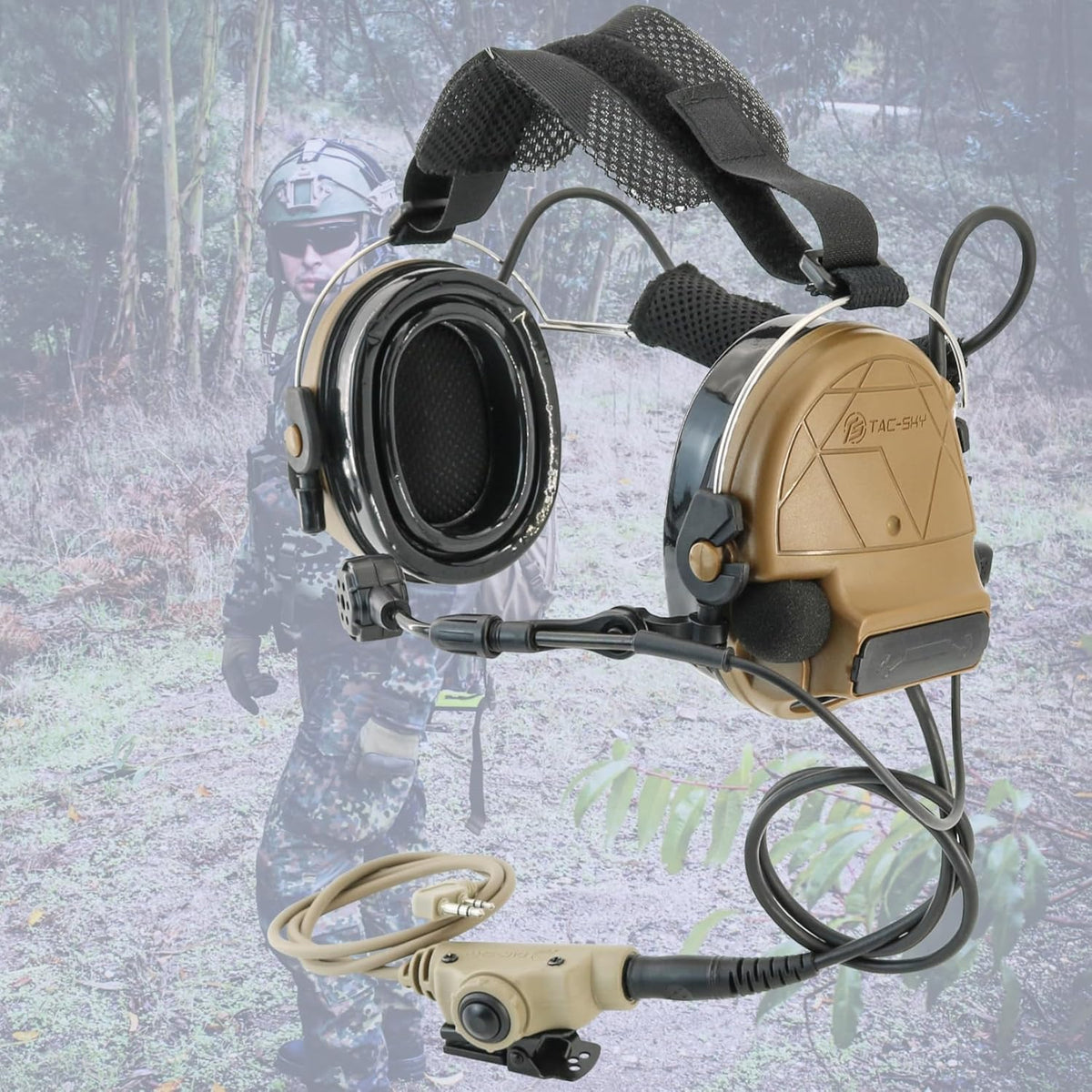 HEARFALCOM Tactical Headset C5 PRO Headphones with Mic Noise Cancelling for kenwoo Two-Way Radio for Airsoft CS Gaming