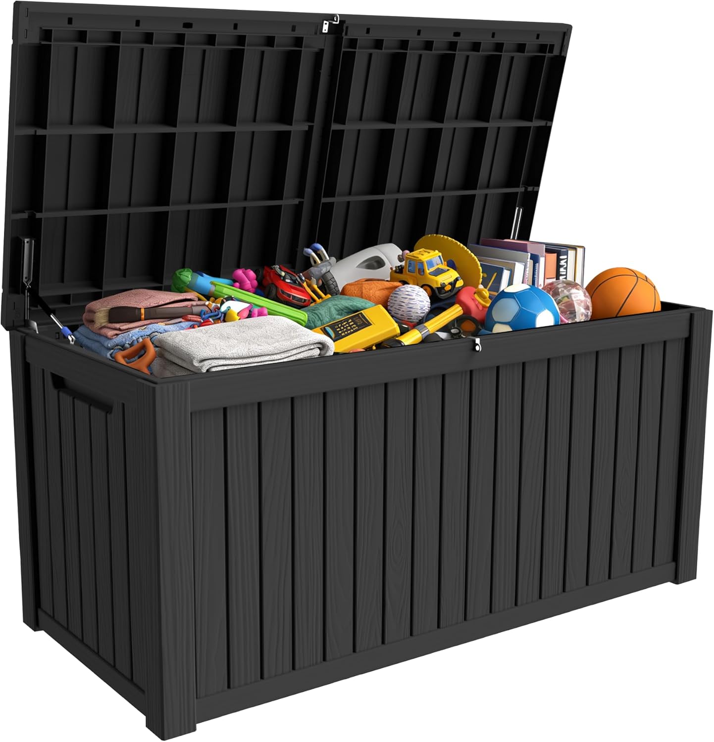 200 Gallon Outdoor Storage Box Resin Deck Box All Weather Waterproof Large Lockable Storage Container Deck Box for Patio Furniture, Garden Tools, Lockable, Black