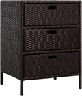 Outsunny Outdoor Towel Cabinet, PE Rattan Storage Organizer, Freestanding Towel Rack for Pool with 3 Drawers and Weather Safe Material, Brown