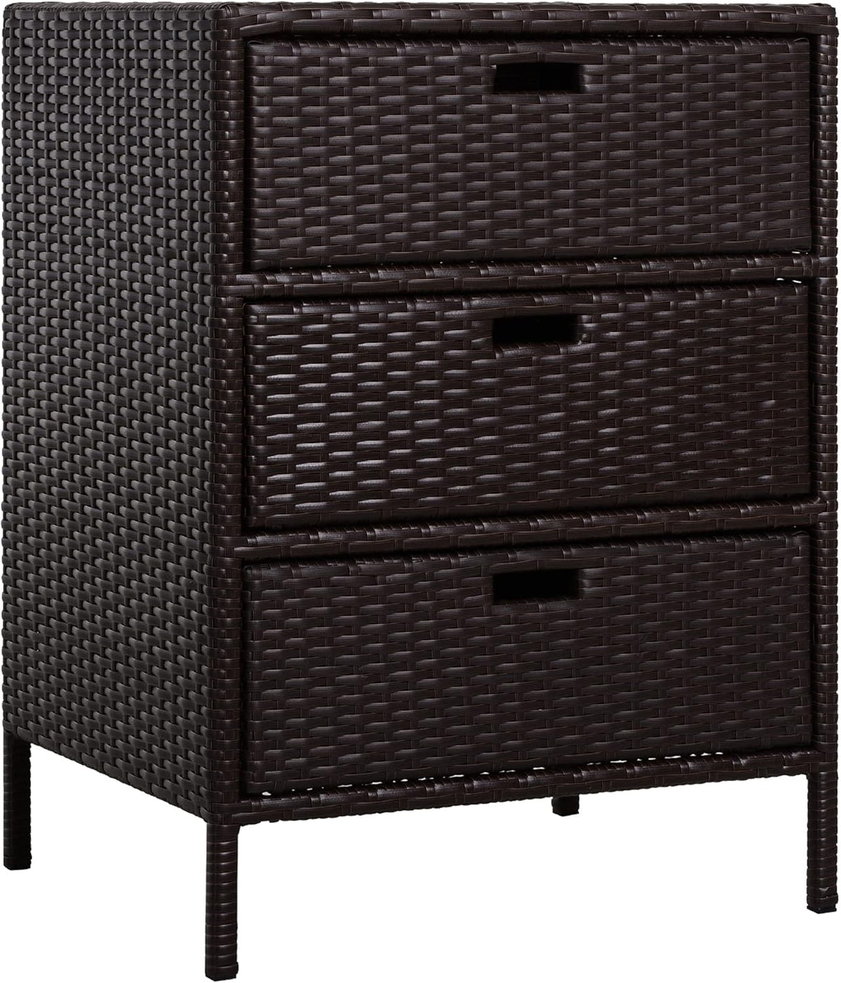 Outsunny Outdoor Towel Cabinet, PE Rattan Storage Organizer, Freestanding Towel Rack for Pool with 3 Drawers and Weather Safe Material, Brown
