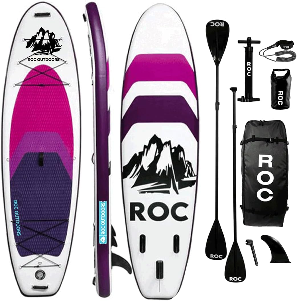 Roc Inflatable Stand Up Paddle Board 10' 6" with Premium SUP Paddle Board Accessories, Wide Stable Design, Non-Slip Comfort Deck for Youth & Adults