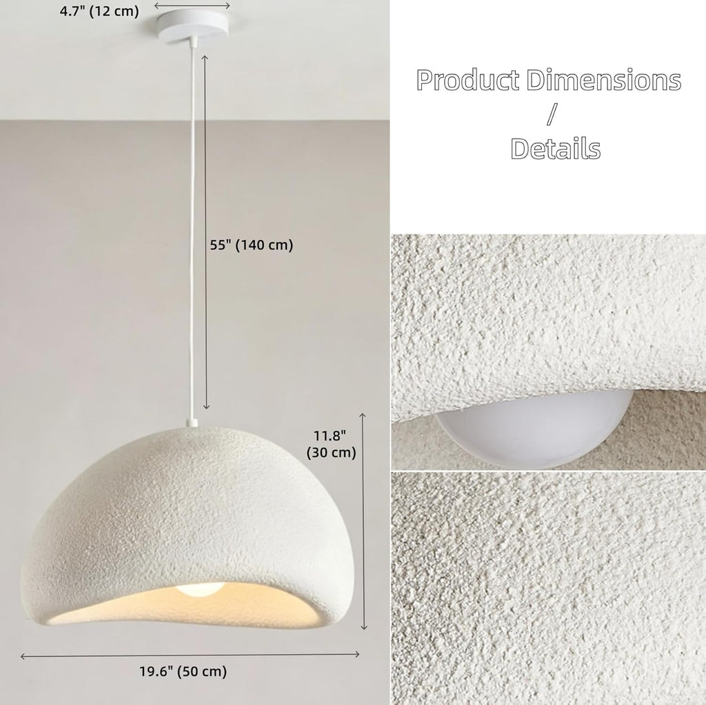 Scandinavian Pendant Lights Kitchen Island White Concrete Cement Look Pendant Light Dome Hanging Lamp Wabi Sabi Chandelier - Large
