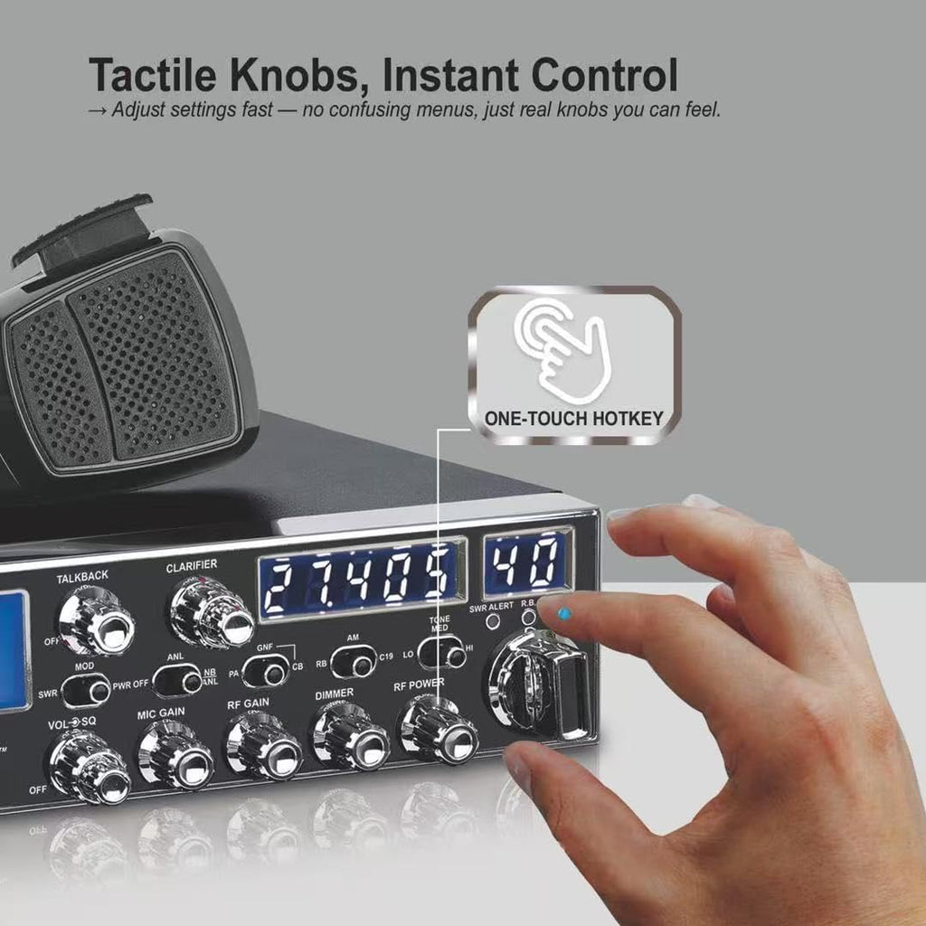 Texas Ranger TRE-2639 40 Channel AM CB Radio for Truckers – Metal-Reinforced Front Panel, Large Multi-Function Meter, GNF Noise Filter, Variable Power, Talkback & SWR Protection, Quick CH19