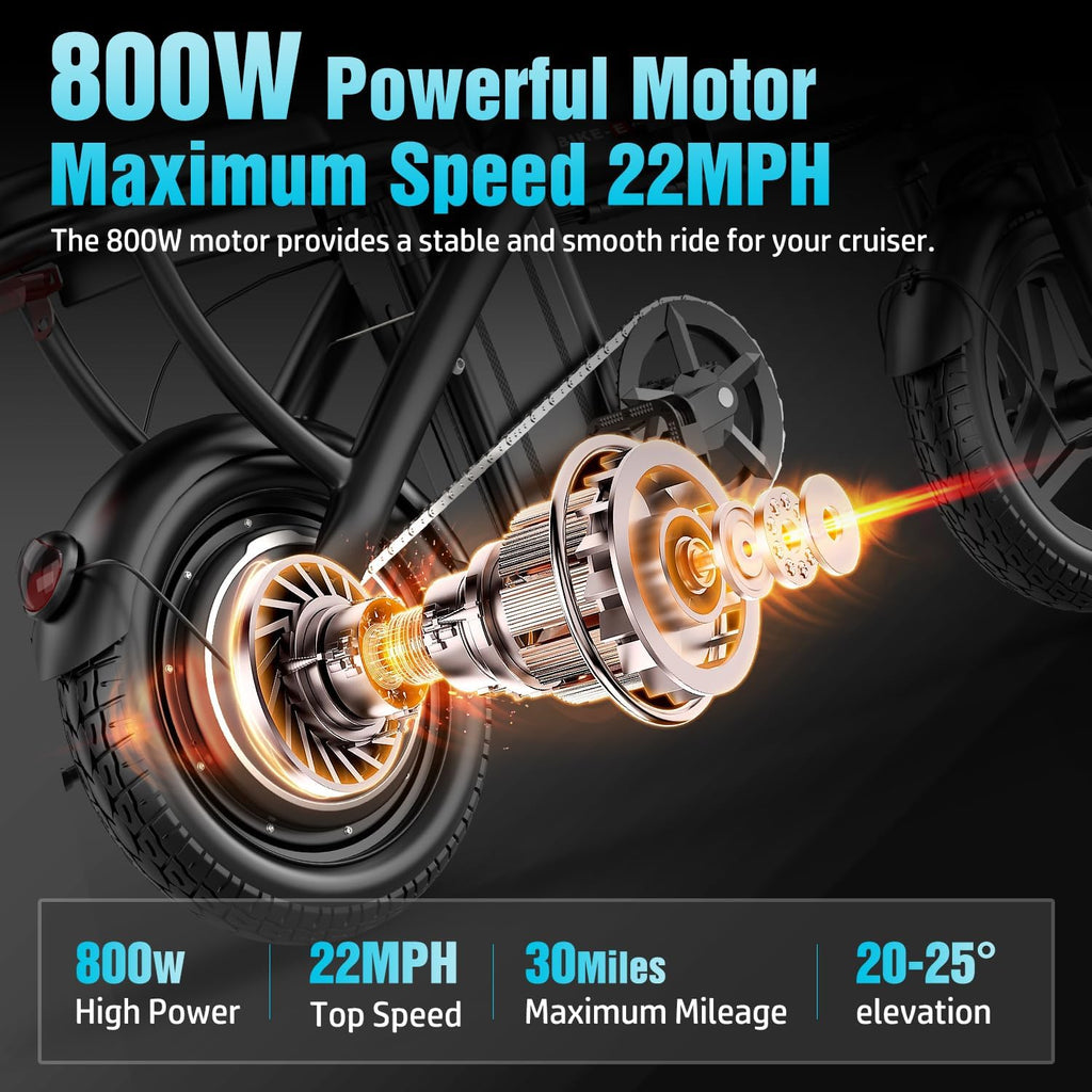 Electric Bike for Adults Teens, 800/1200W Peak Folding Ebike, 22/25MPH & 30/45 Miles Range, 14" Commuting Ebike with Dual Suspension & Dual Brake, 3-Speed Modes, Portable Electric Mini Bike