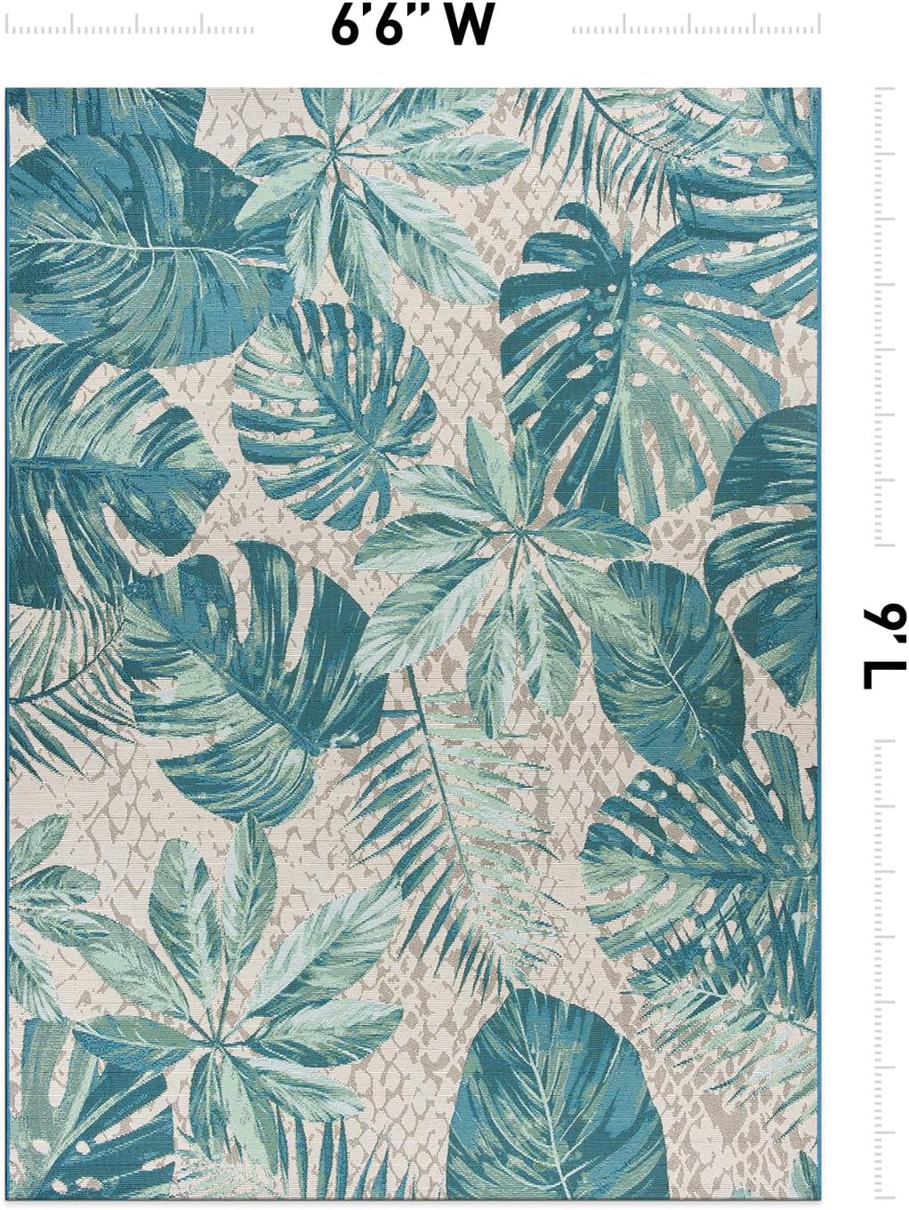 Rugshop Blue Contemporary Tropical Floral Indoor/Outdoor Area Rug — Weather Resistant for Living Room, Dining Room and Office, 6'6" x 9'