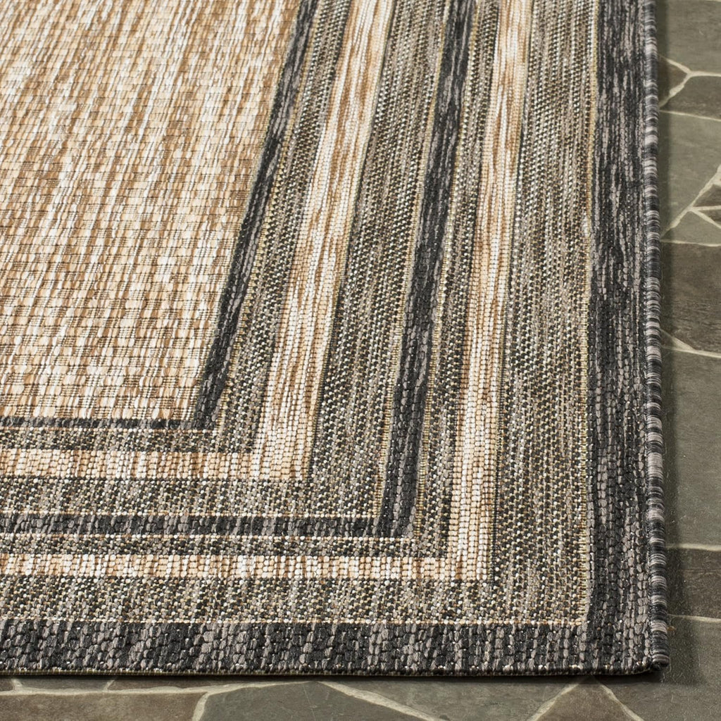 SAFAVIEH Washable Rug Outdoor Courtyard Collection - 10' x 14', Natural & Black, Non-Shedding & Easy Cleaning, Ideal for Patio, Backyard, Mudroom (CY8475-37312)