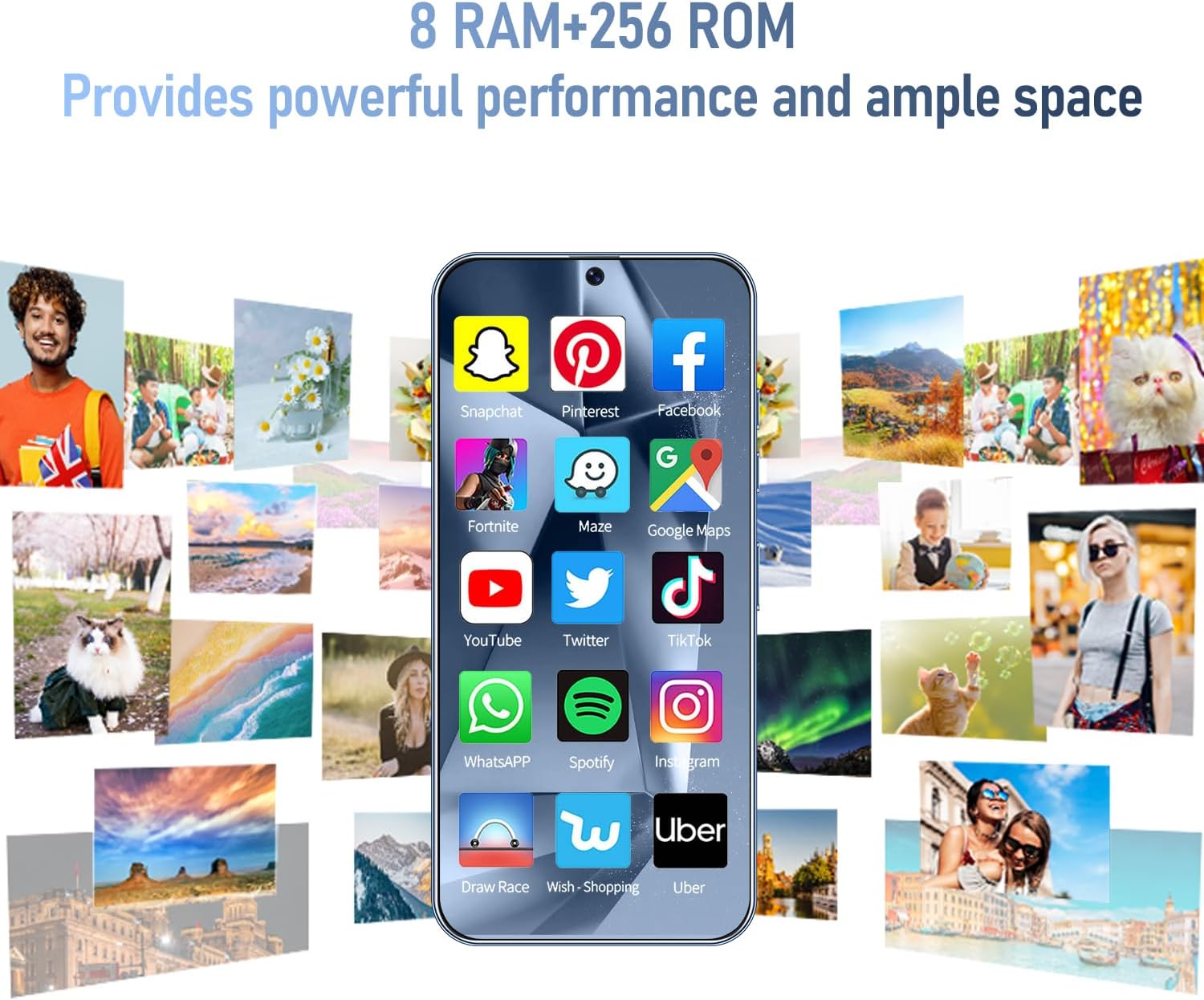 I24 Ultra Unlocked Phone 8GB+256GB Android Cell Phone 7 inch HD Screen Mobile Phone 108MP+48MP Camera 6800 mAh Extra Large Battery 5G Dual SIM (Titanium Blue)